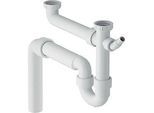 Geberit Rohrbogengeruchsverschluss 152553111 11/2" x 50mm, Winkelschlauchtülle, Abgang vertikal, für 2 Spülbecken, weiß
