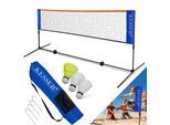 KESSER® Badmintonnetz, Tennisnetz 300cm 400cm 500 cm Federballnetz 3-Fach-Höhenverstellbar, Set bestehend aus Netz, 3x Feder- & Tennisball, stabilem Eisen-Gestell, Transporttasche, Indoor & Outdoor