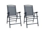 vidaXL Klappbare Gartenstühle 2 Stk. Textilene Grau