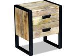 vidaXL Beistelltisch mit 2 Schubladen Mango Holz 43x33x51 cm