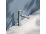 KEUCO IXMO Flat Einhebel-Waschtischmischer 59501213001 mit Zugstangen-Ablaufgarnitur, Edelstahl-Finish