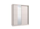 Schwebetürenschrank INOSIGN "Albi, Schlafzimmerschrank, Wäscheschrank in cashmere oder weiß", beige (cashmere), B:180cm H:215,5cm T:60cm, Spanplatte, Kunststoff, Metall, MDF, Schränke, Kleiderschrank mit Spiegel MIT Innenausstattung,FSC-zertifiziert