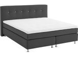 Boxspringbett, grau (charcoal), B:195cm L:210cm, Bezug Bett: Feinstruktur 100% Polyester;Bezug Bonnell-Federkernmatratze: 100% Polyester;Bezug Kaltschaummatratze: 100% Polyester;Bezug Tonnentaschenfederkernmatratze: 80% Baumwolle, 20%Polyester;Topper: Komfortschaum mit Bezug 100% Polyester, WESTFALIA SCHLAFKOMFORT, Komplettbetten, Boxspringbett, mit Topper