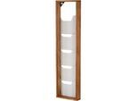 Update Display Prospektständer WoodMagazine, Wandversion, einseitig, Holz und Acrylglas, Buche, 5 Fächer je DIN A4