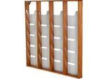 Update Display Prospektständer WoodMagazine, Wandversion, einseitig, Holz und Acrylglas, Buche, 20 Fächer je DIN A4
