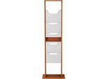 Update Display Boden-Prospektständer WoodMagazine, 10 x DIN A4, doppelseitig, Buchenholz, Acrylglas, freistehend, Buche