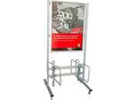 Update Display Werbe-Fahrradständer Economy, DIN A1, mit 4 Fahrrad-Einstellplätzen und Klapprahmen, silber
