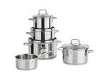 WMF Kochtopfset , Edelstahlfarben , Metall , 5-teilig , 20 cm,16 cm , TransTherm®-Allherdboden , Kochgeschirr, Töpfe, Topfsets