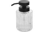 Homeware Seifenspender , Klar, Schwarz , Kunststoff, Glas , Uni , 14.5 cm , Kunststoffpumpe , Badaccessoires, Seifenspender