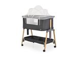 Cangaroo Babybett, Beistellbett Adoro, verstellbar, Matratze, Moskitonetz, Räder schwarz