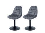 2er-Set Esszimmerstuhl MCW-A60, Küchenstuhl Stuhl Drehstuhl, Stahl MVG Stoff/Textil Chenille (465g/m²) ~ dunkelgrau