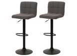 2er-Set Barhocker MCW-G87, Tresenhocker Barstuhl, höhenverstellbar drehbar, Stoff Boucle (450g/m²) MVG ~ dunkelgrau
