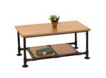 Couchtisch MCW-N27, Wohnzimmertisch Tisch Sofatisch Beistelltisch, Industrial Massiv-Holz Metall 48x100x50cm ~ natur