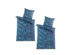 HTI-Living Mikrofaser Flausch Bettwäsche 2 Sets Petrol/Blau