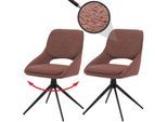 2er-Set Esszimmerstuhl MCW-N73, Küchenstuhl, drehbar Auto-Return, Stoff/Textil Boucle (540g/m²) Öko-Tex ~ braun