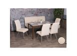 Esszimmer-Set MCW-G55, 4er-Set Stuhl + Sitzbank 160cm, Edelstahl gebürstet Stoff/Textil Chenille ~ creme