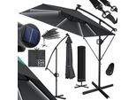 KESSER® Ampelschirm Holly Sonnenschirm Rechteckig mit und ohne LED Solar inkl. Abdeckung + Windsicherung mit Kurbel Kurbel-Schirm mit Ständer UV-Schutz Aluminium Wasserabweisend Ø350cm Gartenschirm