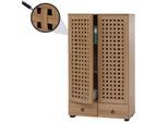 Schrank MCW-N87, Wohnzimmerschrank, 3D-Flecht-Design 2 Türen 3 Staufächer 2 Schubladen Soft-Close, 138x80x36cm ~ braun