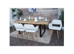 6er-Set Esszimmerstuhl MCW-A50 II, Küchenstuhl Polsterstuhl, Holz Stoff/Textil Chenille (465g/m²) MVG ~ creme