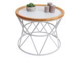 Couchtisch MCW-N32, Kaffeetisch Beistelltisch Loungetisch Sofatisch Wohnzimmertisch, Metallgestell Holz Ø66cm weiß