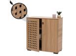 Kommode MCW-N87, Sideboard Schrank Anrichte, 3D-Flecht-Design 2 Türen 3 Staufächer Soft-Close, 82x80x37cm ~ braun
