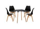 CLP Sitzgruppe Liborg I Set aus 4x Stuhl Linares und 1x Tisch Viborg I Quadratische Tischplatte 60 x 60 cm I Moderne Essgruppe
