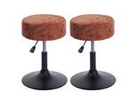 2er-Set Hocker MCW-C22, Sitzhocker, höhenverstellbar drehbar Ø 37cm Stoff Chenille (465g/m²) MVG ~ terrakotta