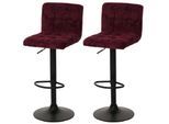 2er-Set Barhocker MCW-G87, Tresenhocker Barstuhl, höhenverstellbar drehbar, Stoff Chenille (465g/m²) MVG ~ bordeaux