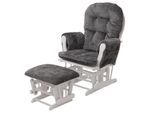 Relaxsessel MCW-C76, Schaukelstuhl Schwingstuhl mit Hocker Stoff Chenille (465g/m²) Öko-Tex ~ dunkelgrau, Gestell weiß