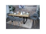 6er-Set Esszimmerstuhl MCW-A50 II, Stuhl Küchenstuhl Polsterstuhl, Holz Stoff/Textil Bouclé (450g/m²) MVG ~ dunkelgrau