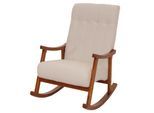 Schaukelstuhl MCW-K10, Relaxsessel, Holz MVG Stoff/Textil Bouclé (450g/m²) ~ beige, Gestell Walnuss-Optik
