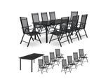 Juskys Aluminium Gartengarnitur Milano Gartenmöbel Set mit Tisch und 8 Stühlen Dunkel-Grau