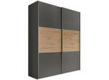 Moderano Schwebetürenschrank , Dunkelgrau, Eiche Artisan , Metall , 4 Fächer , 2 Schubladen , 225x222x68 cm , Goldenes M, BQ - Bündnis für Qualität, Made in Germany , Typenauswahl, Beimöbel erhältlich, umfangreiches Zubehör erhältlich, in verschiedenen Größen erhältlich, in verschiedenen Holzdekoren erhältlich , Schlafzimmer, Komplette Schlafzimmer und Serien, Schlafzimmerserien