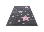 Xxxl Kinderteppich , Grau, Pink , Textil , Stern , rechteckig , 120x170 cm , Oeko-Tex® Standard 100 , für Fußbodenheizung geeignet, schmutzabweisend, für Hausstauballergiker geeignet, lichtunempfindlich, antistatisch, pflegeleicht, strapazierfähig, leicht zusammenrollbar , Teppiche Und Böden, Teppiche, Kinderteppiche