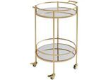 Kare-Design Servierwagen , Messingfarben , Metall, Glas , rund , 47.5x78x57 cm , Stauraum , Esszimmer, Barmöbel, Barwagen