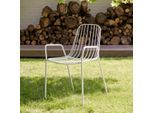 Outdoor Lehnstuhl aus weiß lackiertem Metall Arty white Armlehnen Gartenstuhl