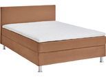 Boxbett "Edison", braun (caramel), B:140cm L:209cm, Bezug Bett: Cord (65% Polypropylen, 35% Polyester), ATLANTIC HOME COLLECTION, Komplettbetten, Boxspringbett, inkl. Bonnellfederkern-Matratze und Topper