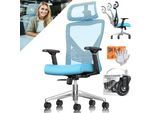KESSER® Bürostuhl mit verstellbaren Armlehnen Drehstuhl mit Lendenwirbelstütze Rückenschonend Schreibtischstuhl ergonomisch mit Kopfstütze Office Chair Wippfunktion bis 125° mit 5x Gummirollen