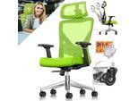 KESSER® Bürostuhl mit verstellbaren Armlehnen Drehstuhl mit Lendenwirbelstütze Rückenschonend Schreibtischstuhl ergonomisch mit Kopfstütze Office Chair Wippfunktion bis 125° mit 5x Gummirollen