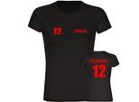 multifanshop Damen T-Shirt - Regensburg - Trikot Nummer 12 - Druck rot - Frauen
