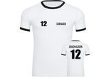 multifanshop Kontrast T-Shirt - Sandhausen - Trikot Nummer 12 - Druck schwarz - Männer