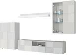 INOSIGN Wohnwand »Dama, 4tlg.Breite 300 cm, Höhe 200 cm, moderne Anbauwand in 3D-Optik,«, (Set, 4 St.), (Lowboard, Stauraumschrank, Hängevitrine, Wandboard) viel Stauraum