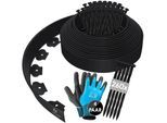 KESSER® Flexible Rasenkante aus Kunststoff Länge 10m Höhe 5cm, mit 50 Erdanker + Handschuhe, Beeteinfassung Beetumrandung Beetbegrenzung Mähkante Pflastersteine Palisade
