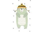 Lüttenhütt Leinwandbild »Bär«, Schneeflocken-Eisbär-Eisbären-Kinder-Figuren-Bär-Bären, Premium-Leinwandstoff, Handarbeit aus...
