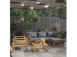 vidaXL 6-tlg. Garten-Lounge-Set mit Auflagen Massivholz Akazie