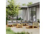 vidaXL 11-tlg. Garten-Lounge-Set mit Auflagen Massivholz Akazie