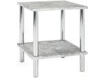 Xxxl Beistelltisch , Grau, Chromfarben , Metall, Holzwerkstoff , Betonoptik , quadratisch , Rundrohr , 39x45x39 cm , Wohnzimmer, Wohnzimmertische, Beistelltische, Beistelltische Metall