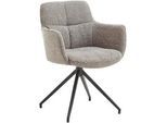 Valdera Armlehnstuhl , Grau , Textil , Stativgestell , 58x81x62 cm , Stoffauswahl, Typenauswahl, Sitzfläche 360° drehbar, automatische Rückholfunktion , Esszimmer, Esszimmerserien