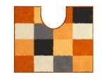 Grund Wc-Vorleger , Gelb, Schwarz, Weiß , Textil , Karo , rechteckig , 49x60 cm , Oeko-Tex® Standard 100, Made in Europe , für Fußbodenheizung geeignet, rutschfest , Heimtextilien, Badtextilien, Wc Vorleger