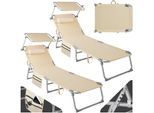 tectake® 2er Set Sonnenliege, klappbar, 4-fach verstellbare Rückenlehne mit Kopfpolster, 190 x 68 x 28 cm, mit Seitentasche